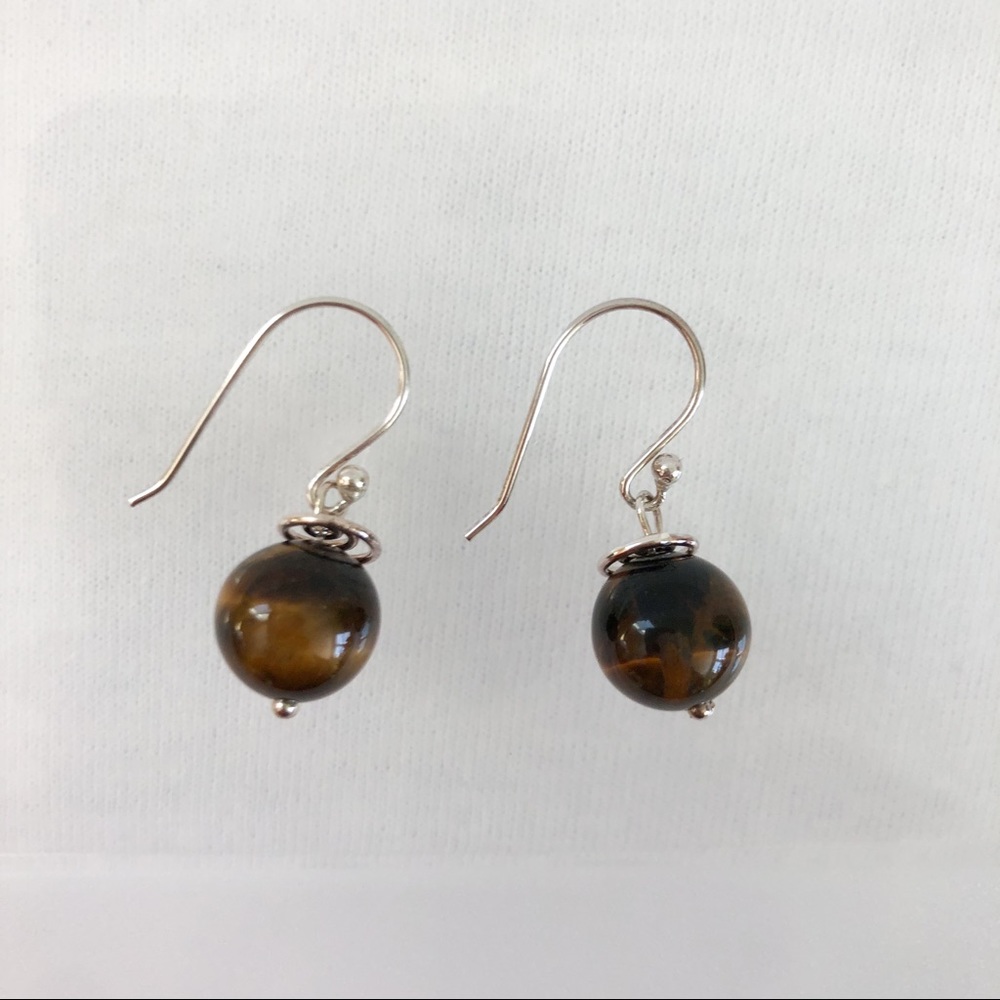 Tiger’s Eye 925 Sterling Silver Dangle Earrings